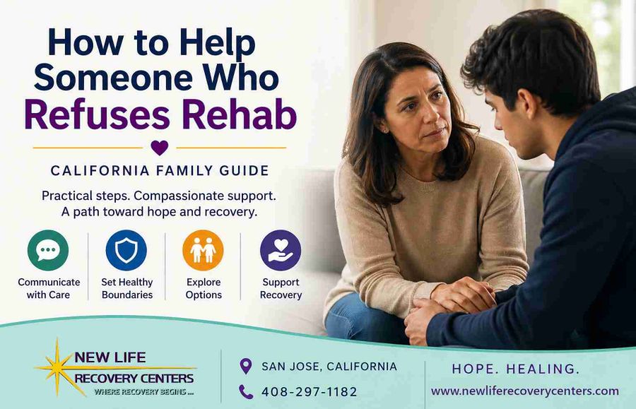 New Life Recovery Centers - San Jose Addiction Rehab - How to Help Someone Who Refuses Rehab for Alcohol or Drug Addiction, California Family Guide
